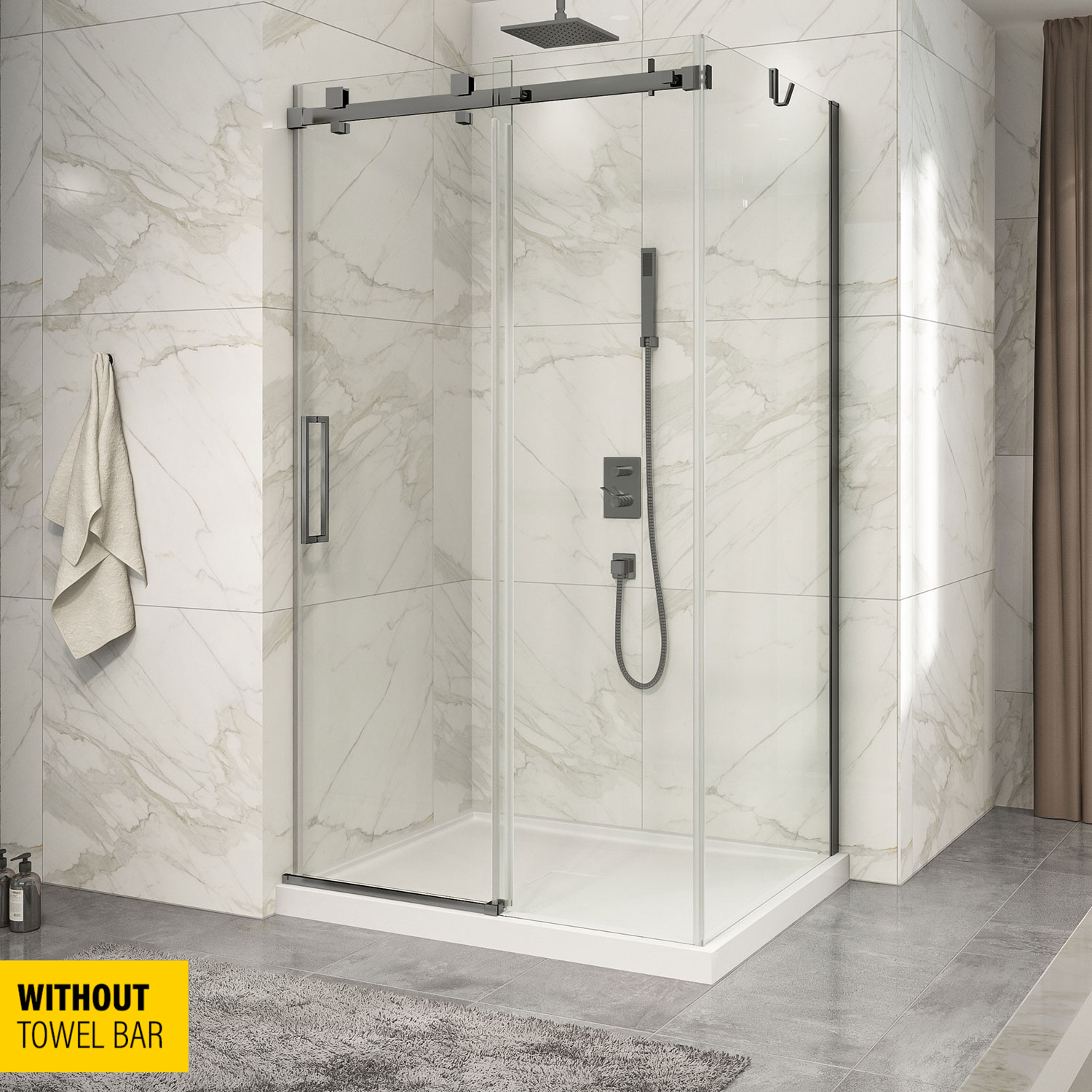 Shower base Slate 48 x 32, custom-made tile flange installation